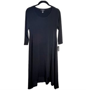 Alfani NWT Black Stretch 3/4 Sleeve Asymmetrical Hem  Dress 2 / S/M Small Medium